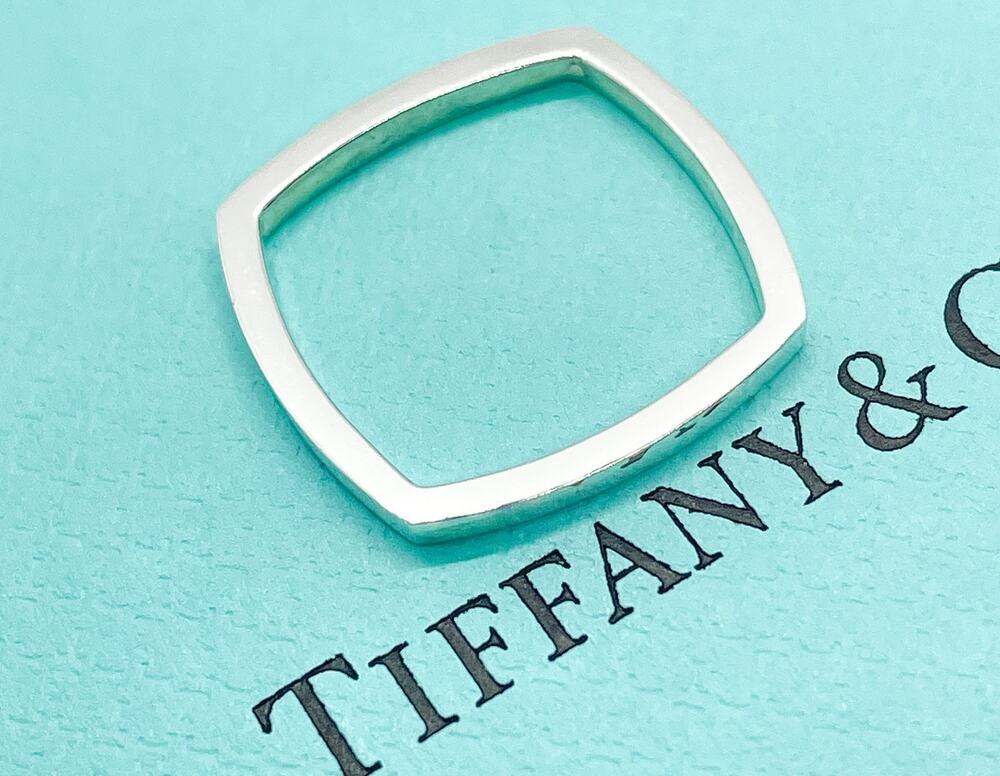 Tiffany & Co. Frank Gehry Torque Square Narrow Ring Sterling Silver Size 4